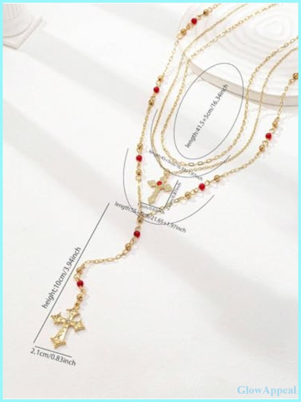 Gold Plated Layered Cross Necklace Set 3Pc Y Choker Christian Pendant - Picture 5 of 5